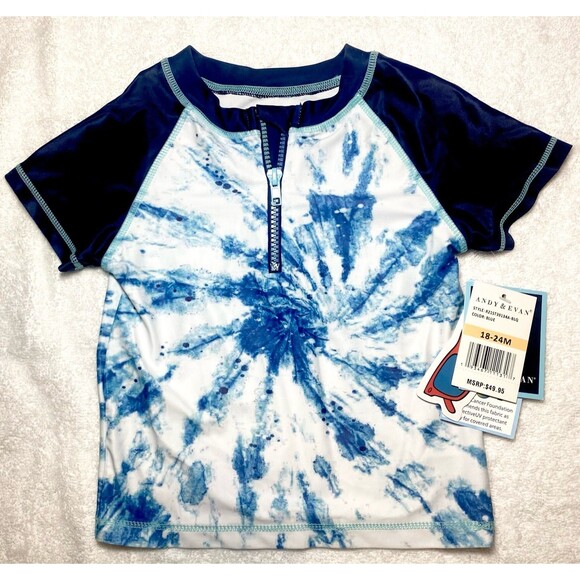 Andy & Evan Toddler Boy Swimsuit 18-24M Swim Suit 2pc Rash Guard Shorts NWT UPF - Picture 3 of 12